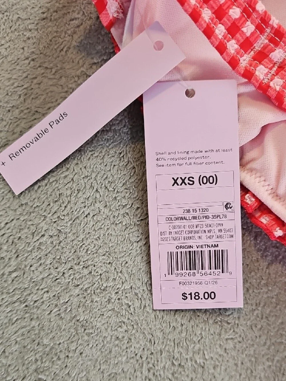 Wild Fable Wimen's XXS Seersucker Ruffled Red/Pink Gingham Bikini Set